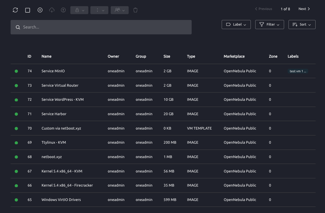 fireedge_sunstone_list_datatable