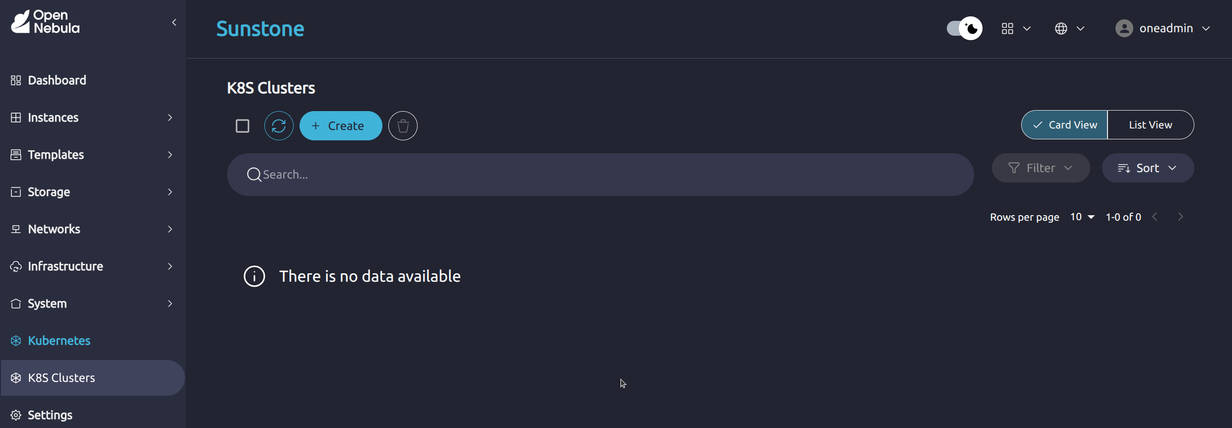 OneKS create Cluster step 1