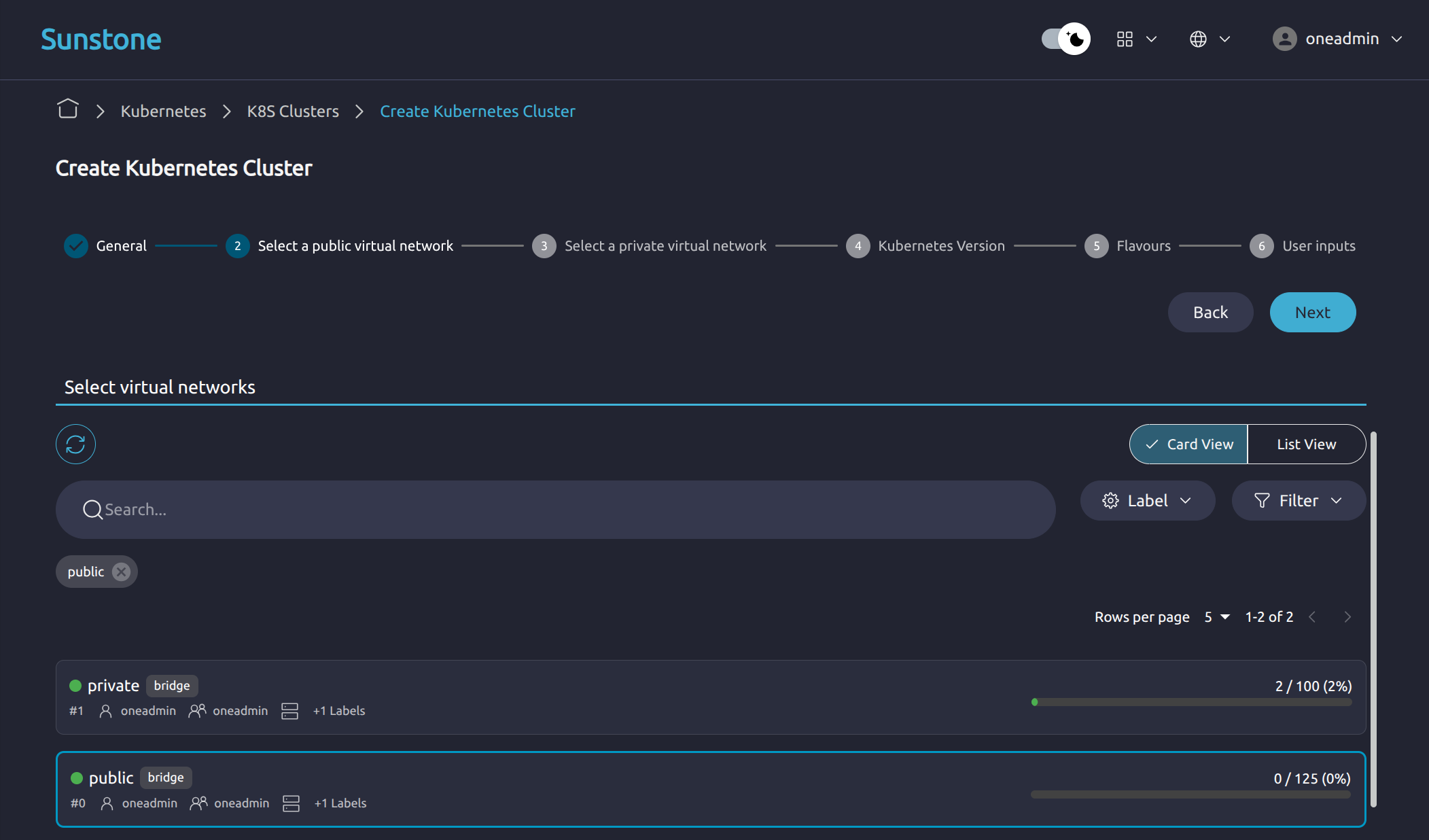 OneKS create K8s Cluster public network