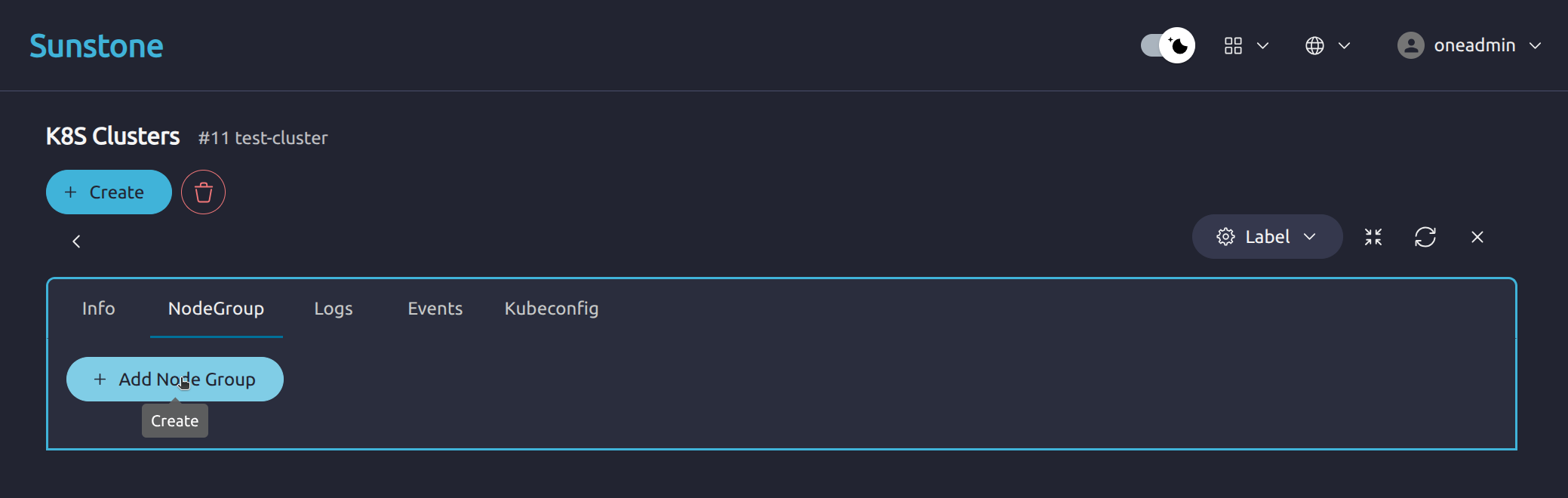 OneKS create K8s Cluster choose k8s version