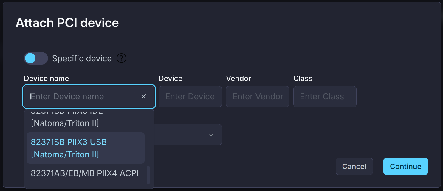 PCI device select