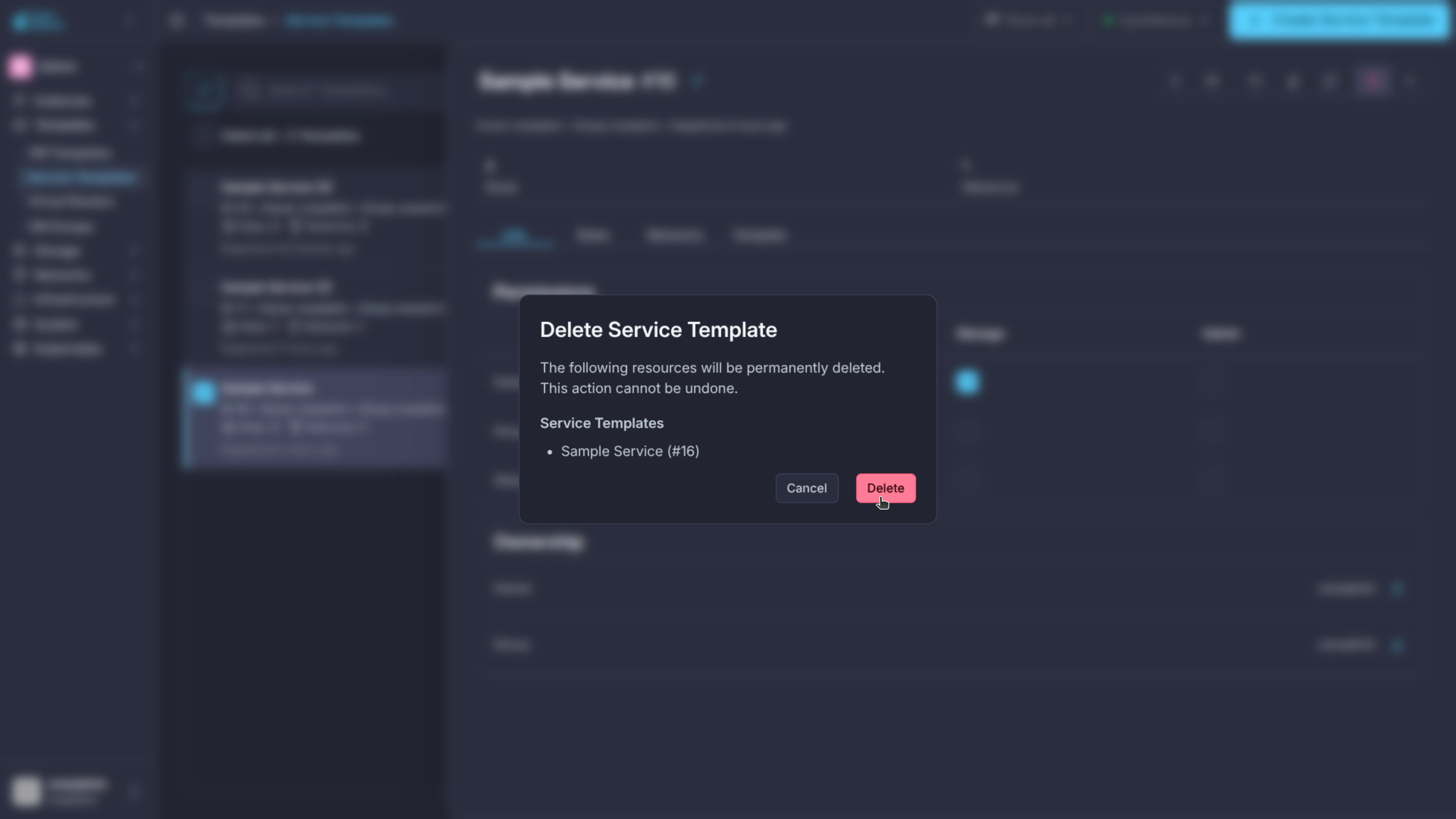 OneFlow templates delete