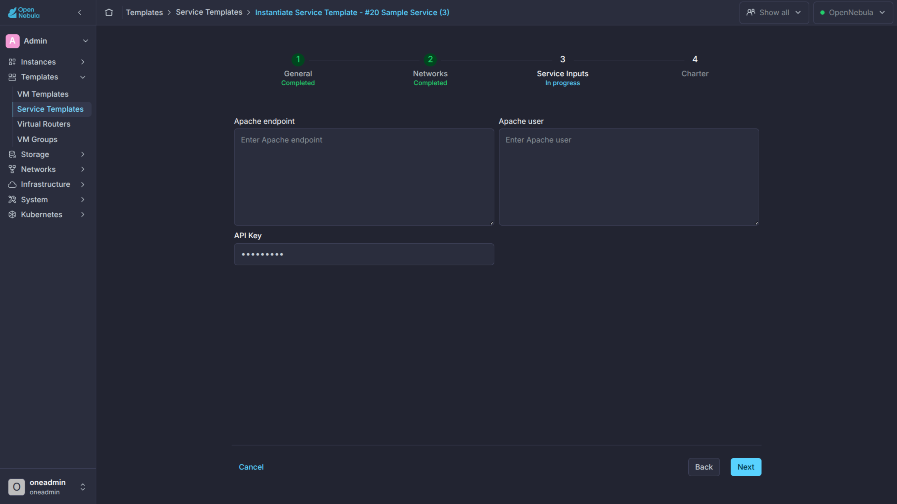 OneFlow Service Inputs No Convention