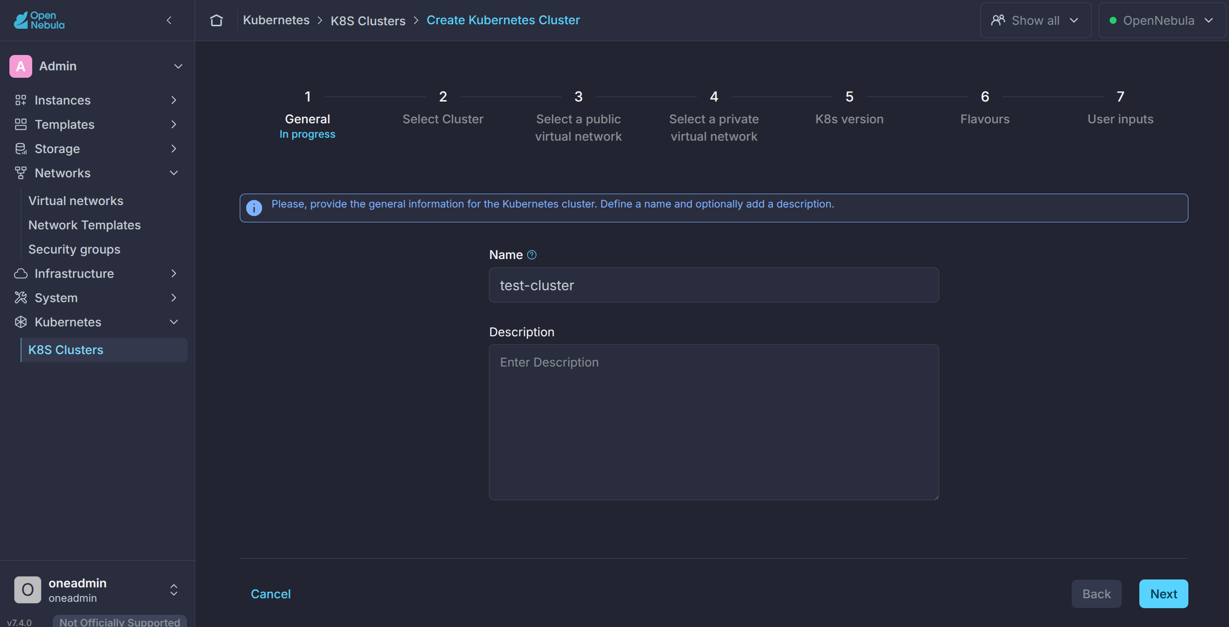 OneKS Quickstart create K8s cluster