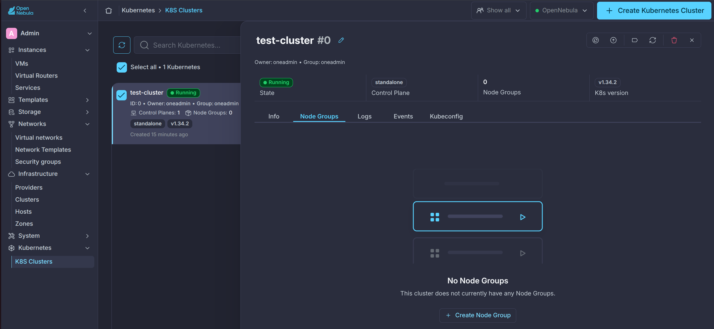 OneKS Quickstart create K8s cluster
