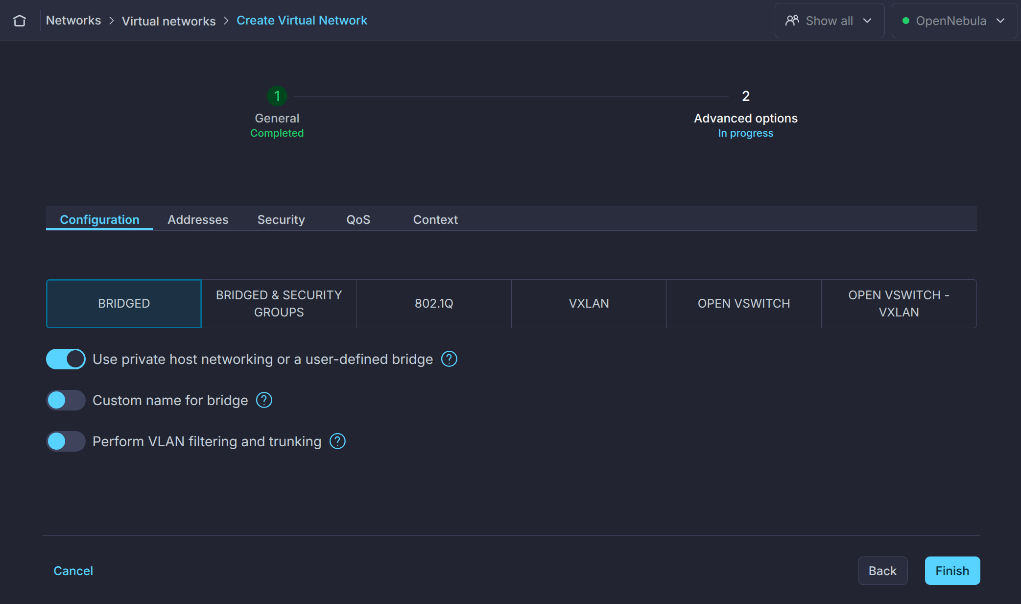 OneKS Quickstart create private Vnet step 2