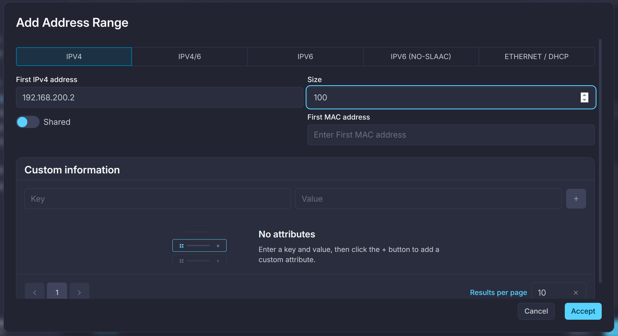 OneKS Quickstart create private Vnet add address range