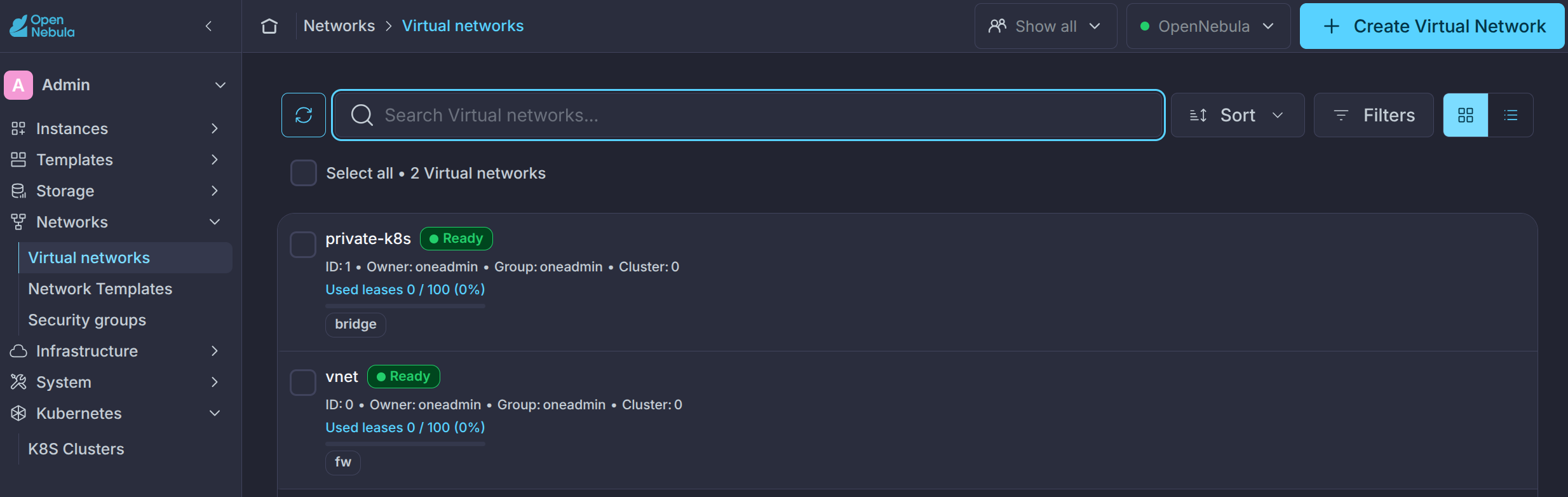 OneKS Quickstart create private Vnet add address range