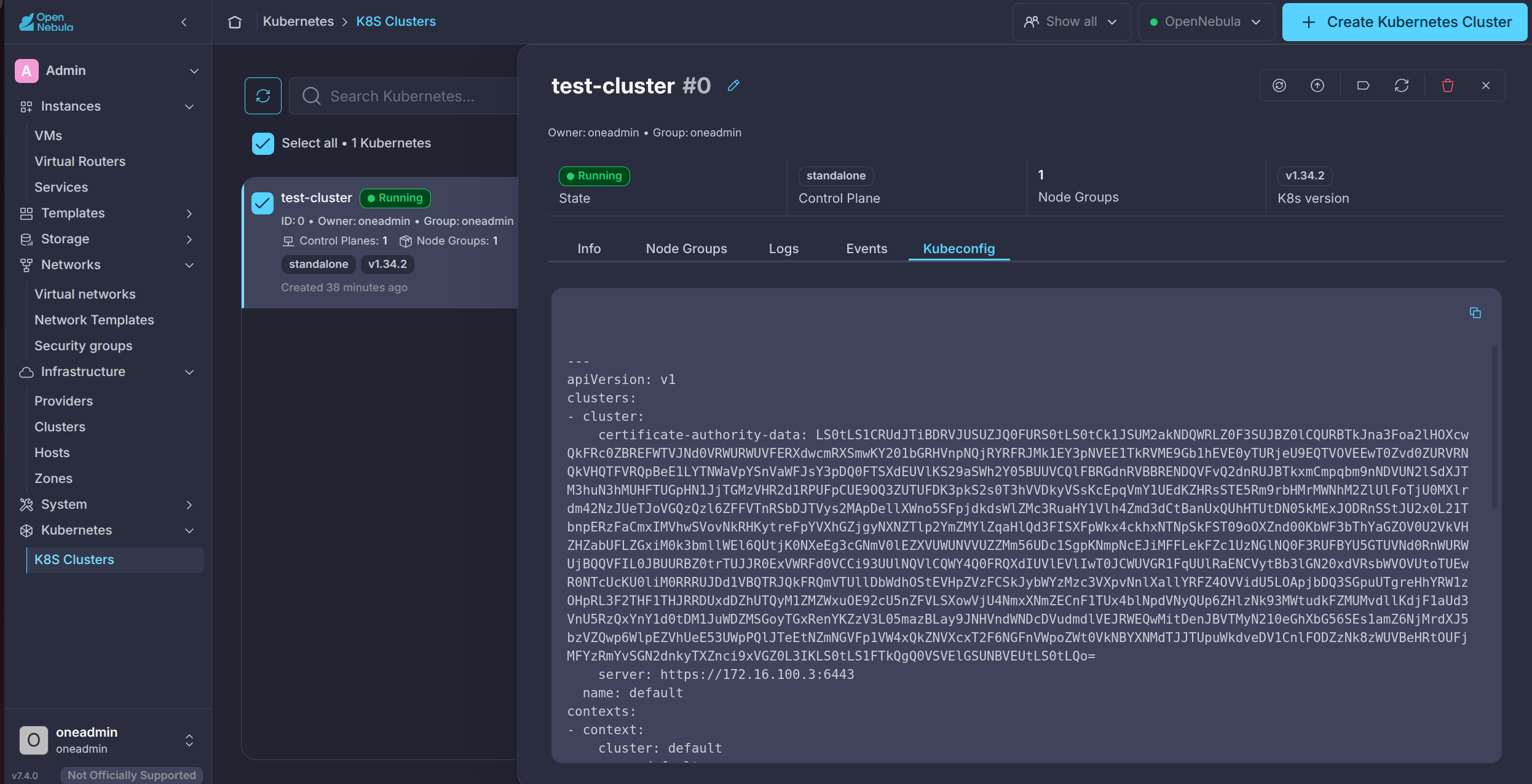 OneKS Quickstart create K8s cluster