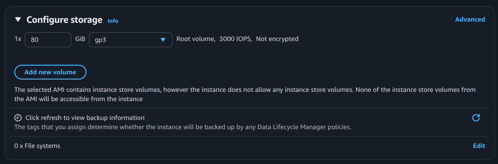 Configure storage