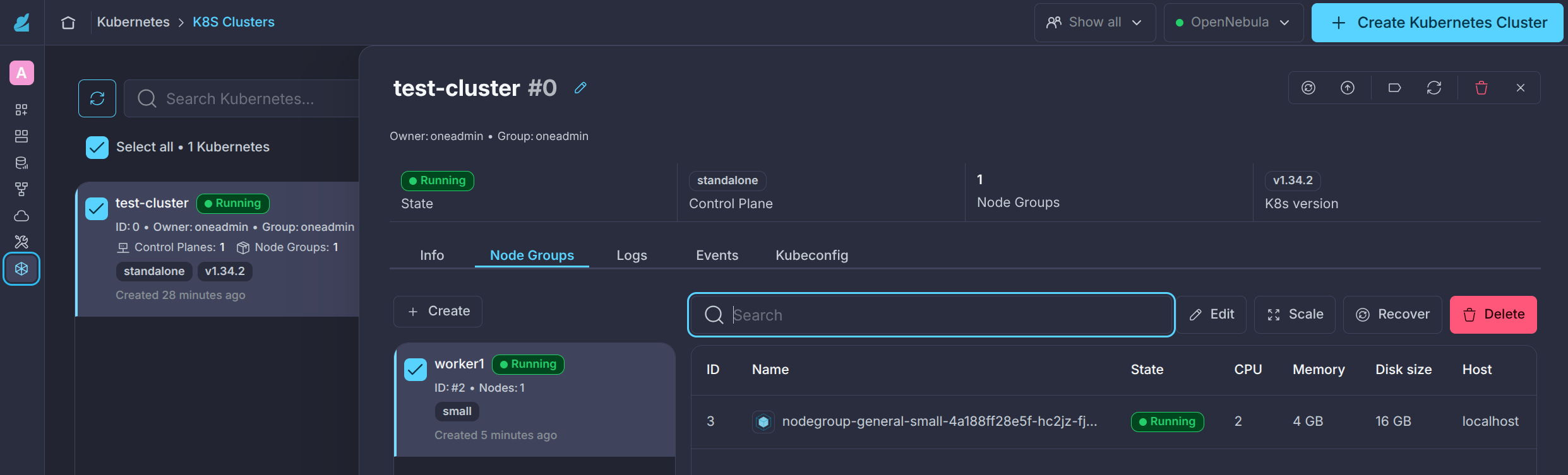 OneKS Quickstart create K8s cluster