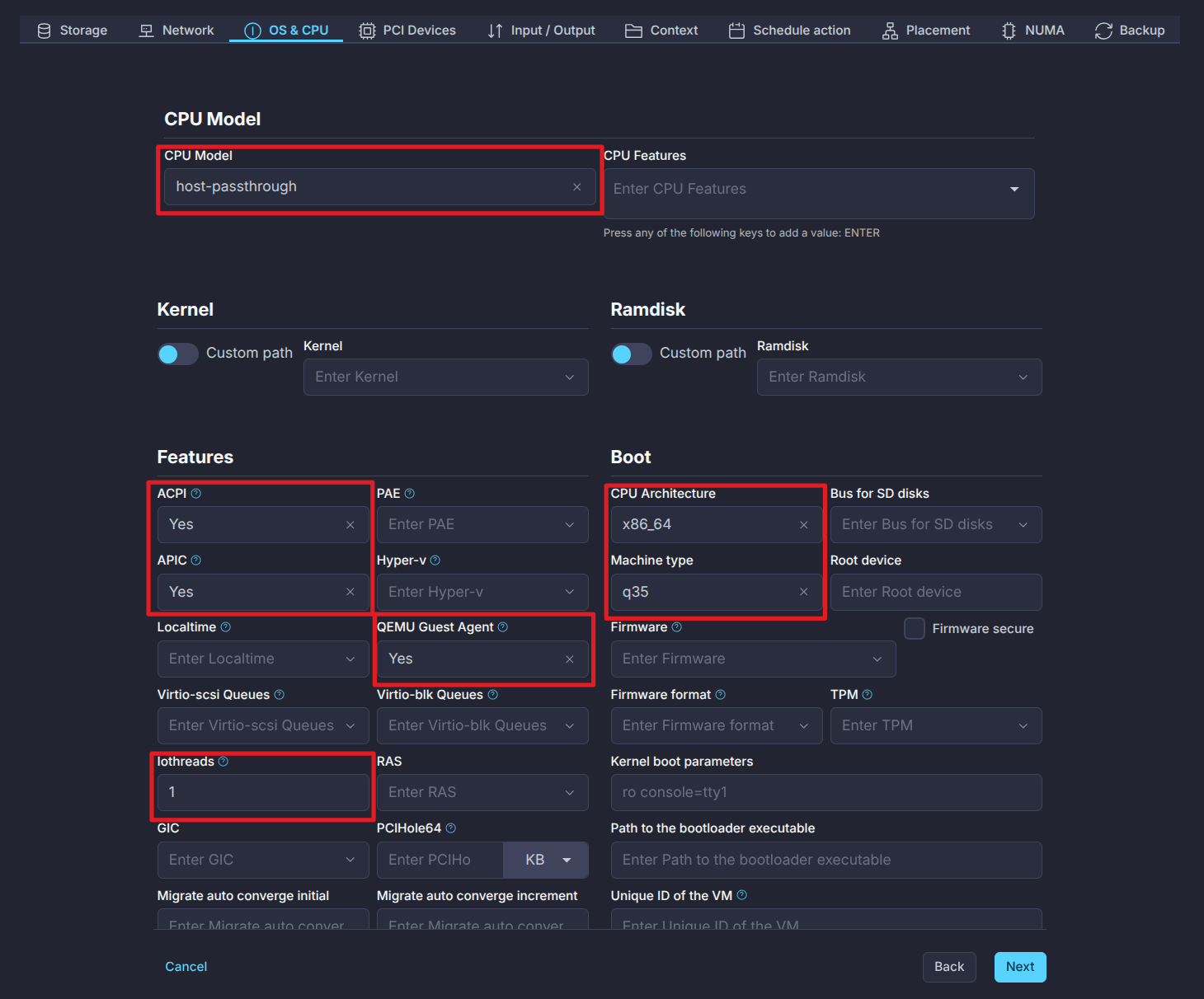 OS & CPU settings