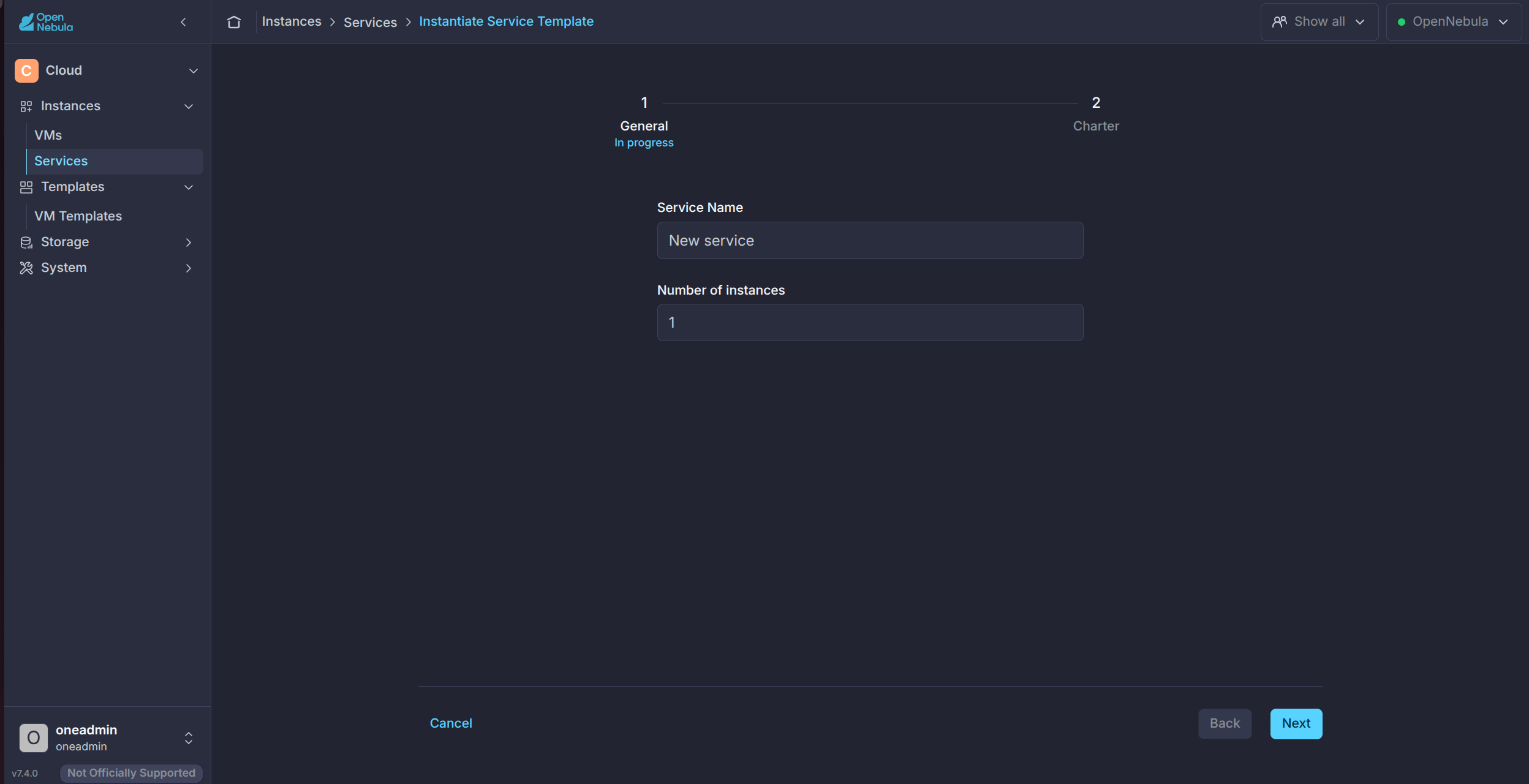 Cloud View instantiate service