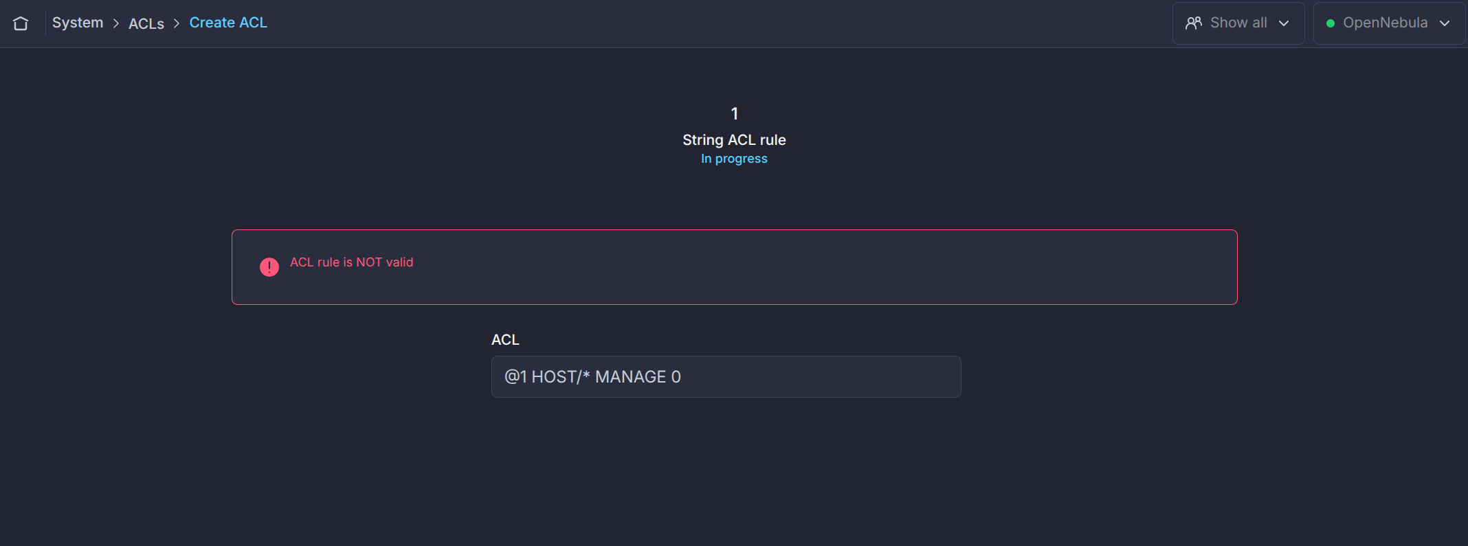 Sunstone ACL string validation
