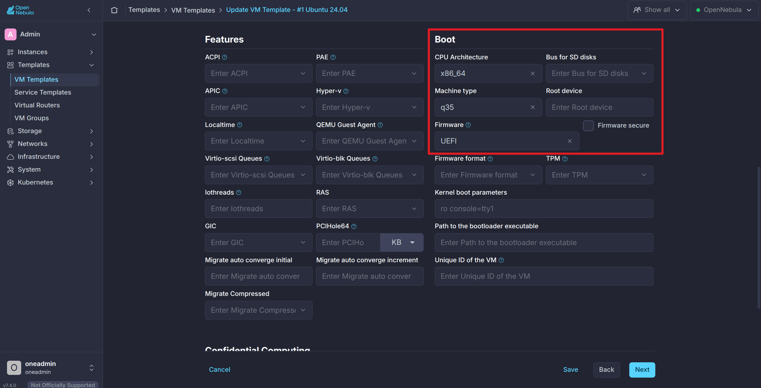 Setting up UEFI boot after oneswap migration